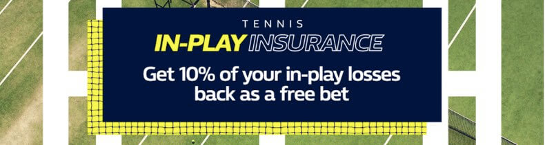 Get a weekly 10% back in free bets on your losing In-play tennis bets!